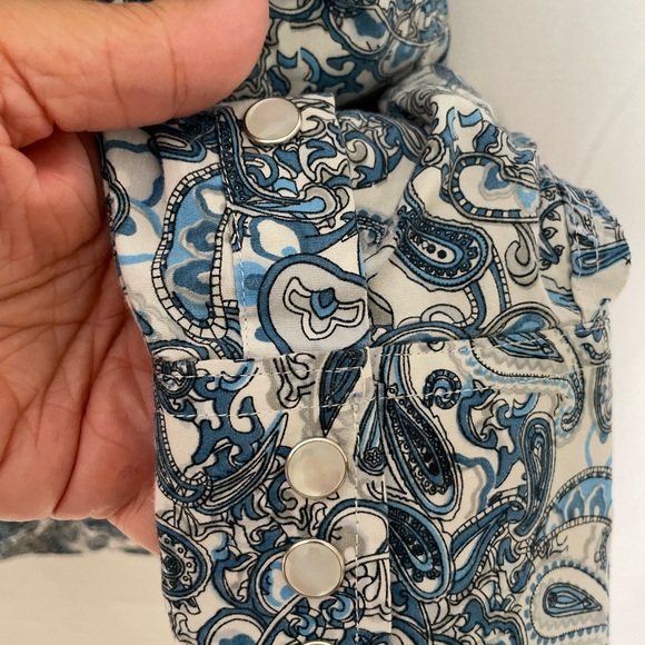 Drysdales Women’s Large Western Style Button Down Pearl Snap Buttons Blue 3331 - Picture 7 of 11